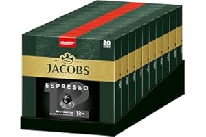 ‎JACOBS Jacobs Kaffeekapseln Espresso Ristretto, Intensität 12/12, 10 x 20 Getränke, Nespresso* kompatible Kaffee Kapseln, 200 Kapseln