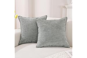 YSTELLAA Chenille Funda Cojin 60x60 Juego De 2, Suave Funda De Almohada con Cremallera Invisible, Fundas De Cojines Decorativas para Sofá Silla Cama Sala De Estar Dormitorio, Gris Humo
