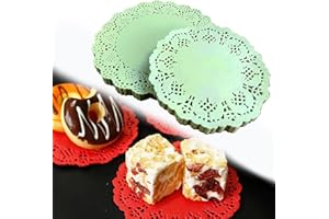 DXIA Pack of 100 Green Lace Paper, Round Paper Doilies, Cake Topper Paper, 3.5 Inches, Cake Topper, Cake Packaging Pads for Weddings, Tableware Decoration