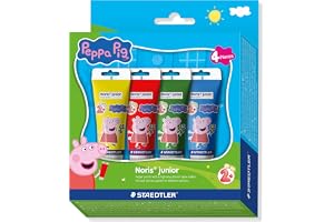 STAEDTLER Noris junior fingerfärg Peppa Pig 4-pack – första fingerfärger för barn på papper, trä och glas – snabbtorkande fär