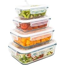 LG Luxury &amp; Grace Set 4 Contenitori Vetro Borosilicato 1500ml - Ermetici Per Microonde, Forno E Congelatore