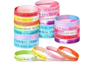 Aoriher 24 Stück Motivationsarmbänder auf Deutsch 20,3 cm Inspirierende Silikon Armbänder mit Positiven Sprüchen Motivierendes Silikonarmband Mutmacher Geschenk für Kollegen Teenager Party