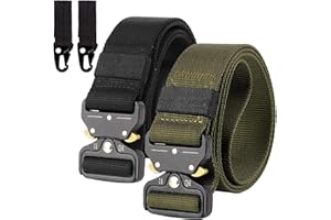 Chalier Lot de 2 Ceintures Unisexes, Vert armée + Noir, Taille Unique Homme