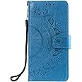 Reevermap Google Pixel 8A Case, Protective Google Pixel 8A Wallet Phone Case Flip Shockproof PU Leather Card Holder Mandala Magnetic Stand Cover for Google Pixel 8A, Blue