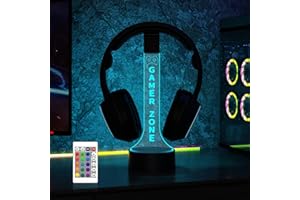 YUANDIAN Light up Headphone Stand for Desk, Gaming Headset Holder RGB with 16 Color Lights for Game Room Decor, Cool Gamer Gifts for Men Boyfriend (Gamer Zone)