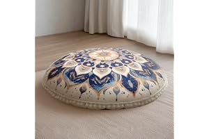 DAWNYIELD Meditationsgolvkudde, rund golvkudde med tvättbart avtagbart överdrag, 80 cm stor ergonomisk yogagolvkudde för vuxn