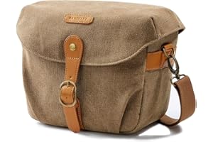 bagsmart Vintage Camera Bag Messenger Bag Canvas SLR DSLR Case Padded Shoulder Bag with Rain Cover for Day Trip, Travel (Khaki)