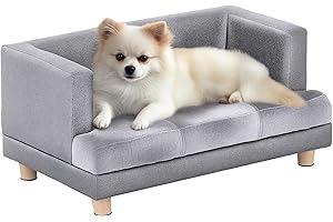 PawHut Pet Sofa Dog Bed Couch Wooden Frame Plush Cover Foam Cushion Puppy Kitten Lounge For Small Dog Cat 68 x 41 x 32 cm