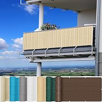 AEREY Balkonabdeckung 125x700 Cm – Wasserabweisend, Mit Ösen & Kordel, Wind- Und Sichtschutz, Creme