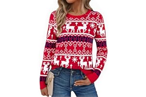 Litherday Pull de Noël Femme Hiver Chaud Manche Longue Pullover Tops