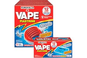 EUROCALI Vape Diffusore Elettrico a Piastrine con 10 Piastrine + 30 Piastrine di Ricarica Classic Repellente Antizanzara contro Zanzare Comuni e Tigre Presidio Medico Chirurgico