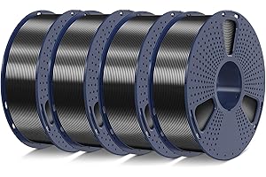 SUNLU Filament Silk PLA PLUS 4 kg, błyszczący filament SILK PLA+ 1,75 mm, gładka, jedwabista powierzchnia, dokładność pomiaru +/- 0,02 mm, 1 kg na szpulę, 4 rolki, jedwabisty czarny