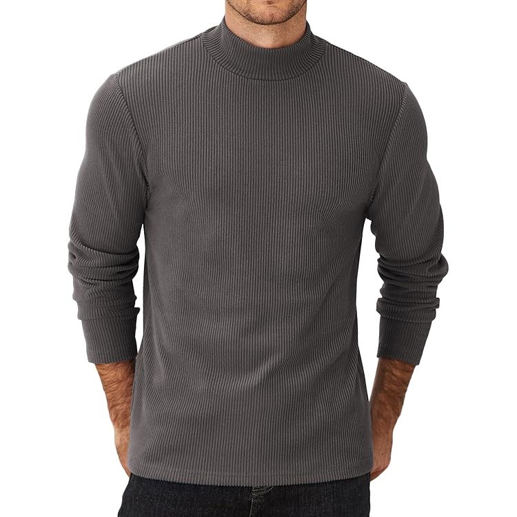 COOFANDY Heren Mock Turtle Neck T-shirt Korte Mouw Hoge Hals T-shirt Gebreide Top Zomer Stretchy Tee Slim Fit, Wit & Zwart, XL
