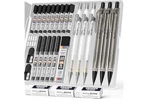 ‎NICPRO Nicpro 6 Stück Druckbleistift Set mit Etui, Zeichenstiften in den Stärken 0,5, 0,7 0,9 mm und 3 Stück 2mm Minenhaltern (Farben 4B, 2B, HB, 2H) für künstlerisches Schreiben, Skizzieren und Zeichnen