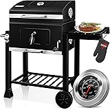 KESSER® Barbecue con Carrello XL Barbecue a carbonella con Coperchio, Ruote, Manico in Acciaio Inox, griglia e termometro a c