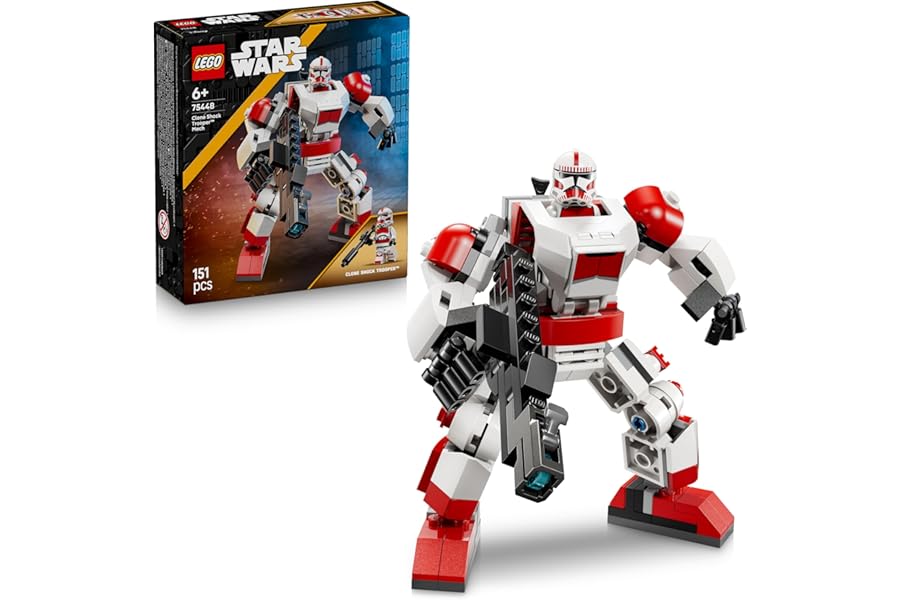 LEGO Star Wars 75448 Clone Shock Trooper Mech Toy - Posable Action Figure w/Blaster Rifle & Minifigure - Collectible Gift for 6+ Year Old Boys & Fans