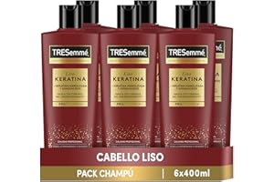 TRESemmé Champú Liso Keratina para pelo encrespado o dañado con aceite de Marula y Keratina - Pack de 6 x 400ml