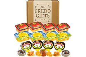 CREDO GIFTS Breakfast Spread Portions Travel Set – 12 Portion Assorted with Honey Sachets, Marmalade & Yeast Extract spreads – Travel Size Condiments for Hampers, Airbnb | On-the-Go Use, Travel