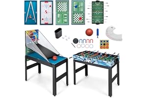 RELAX4LIFE 14 IN 1 Tavolo da Gioco Multifunzionale, Set da Tavolo Multigioco Biliardo Ping Pong Basket Calcetto Bowling Shuffleboard per Casa Ufficio Bar, YC54490IT