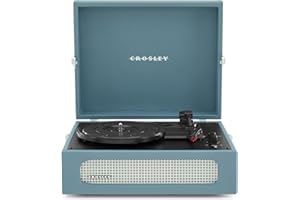 Crosley Voyager Portable Turntable - Bluetooth Record Player, 3-Speed Suitcase Vinyl Player, Home Turntables for Vinyl Records, Built in Stereo Speakers & Bluetooth Receiver, AUX Input, Washed Blue