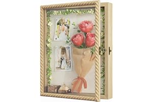 Alsonerbay Box Frame 28*35.5cm, Box Frames for Crafts 3d Deep Shadow Box Frame with Glass Window Twist Shaped Travel Memory Box to Fillfor Wedding Crafts Anniversary Birthday Natural