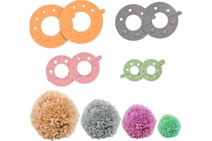 Curtzy Plastic Pom Pom Maker Kit (4 Pack) - 4 Sizes (3.5, 5.5, 7 & 9cm / 1.38, 2.17, 2.76, 3.54 Inches) - Reusable DIY Pompom Craft Fluff Ball Knitting Wool & Yarn Weaver Tool