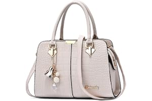 DORRISO Borsa Donna Borsa a Mano - Media Moda Ornamenti Multitasche Pelle PU Impermeabile Leggera per Lavoro Quotidiano Viaggio Casual Shopper Bianco Beige