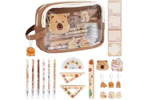 LHOEST Capybara Piórnik dla dziewcząt i chłopców, dorosłych, Capybara, piórnik na przybory szkolne, śliczny piórnik z przegródkami, duża pojemność, zestaw do przechowywania, Okno wizualizacji, Groß