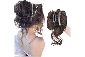 SEGO Extensions de Chignon Queue de cheval Avec Pince 75G Chouchou Chignon Cheveux A Griffe Volume Epais Pour Femmes, Marron Foncé