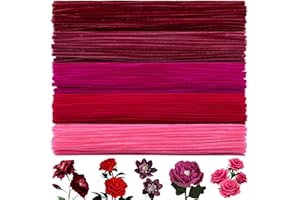 BULANGDE 250 Pièces Fil Chenille Rouge, Cure Pipe Loisirs Créatifs 30cm de Long et 8mm d'Épaisseur, Pipe Cleaners Lot pour Enfants & Adultes, Fleurs DIY et Décorations (Dégradé de Rouge 5 Nuances)