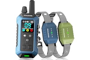 STAALGUARD Collar de Adiestramiento para Perros, Sin Descarga Eléctrica, 9 Niveles, Sonido, Vibración y Boost, Alcance 3000m, Recargable, Autonomía 30 Días, IP67, para Todos los Perros (2 Collares)