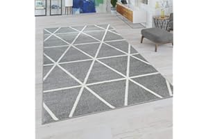 ‎PACO HOME Dywan Do Salonu, Modne Pastelowe Kolory, Skandynawski Styl, Wzór W Romby, Rozmiar:200x280 cm, Kolor: Szary