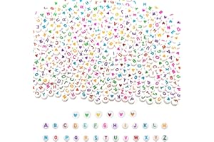 450pcs Perles Lettres Colorées KIT-12 par Lettre, 352 Perles Lettres Acrylique Perle Alphabet Plate Lettre+100 Perles de Cœur pour DIY la Fabrication de Bijoux, Bracelets Colliers Bagues Artisanat