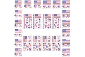 AhfuLife 24 Feuilles Tatouage Drapeau USA, Drapeau Américain Tatouages Temporaire Imperméable Pour Coupe du Monde, Élection, Jour de l'indépendance, WM Party Décoration