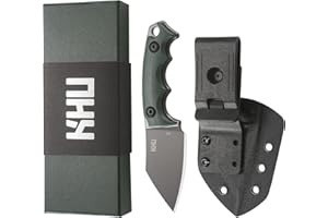KHU Cuchillo Hoja Fija, Cuchillo Supervivencia Cuchillo Caza Cuchillo Bushcraft D2 Acero Mango de G10, Outdoor Caza Camping Accesorios - Funda Kydex - 21A
