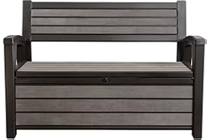 KETER - Brossium Coffre Banc, Gris Brossé, 132,7 x 63,5 x 89,5 cm