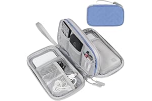 FYY Kabeltasche,Elektronische Tasche Organizer,Universal Reisekabel Tasche Elektronik Zubehör Tasche Organizer Tasche für Zubehör Handyladekabel,Kabel,Ladegerät, Adapter,Maus, Ladekabel,Plaid -Blau