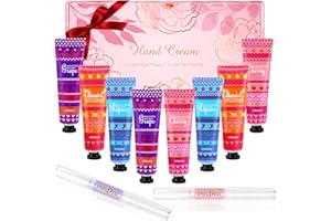 TENUISKFT Zestaw 8 kremów do rąk, mini krem do rąk, mały zestaw dla kobiet, krem do rąk dla bardzo suchych rąk, z 2 olejkami do pielęgnacji paznokci, zestaw upominkowy na Walentynki, Dzień Matki, urodziny