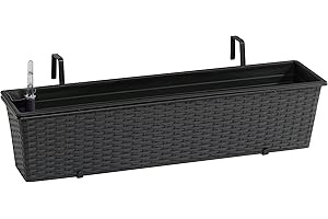 Gartenfreude Jardinière en résine tressée avec Support et système d'irrigation, Anthracite, 80 x 19 x 18 cm