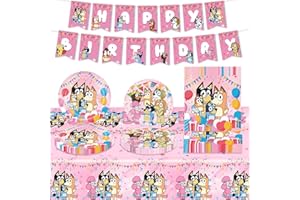 HEARTSKING Kit Stoviglie Blue Dog Compleanno: 41 peptidesxbפור Tovaglia, Piatti Carta per 10 Bambini - Decorazioni Incluse