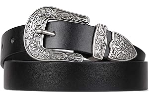 JasGood Damski pasek skórzany do dżinsów, spodni damskich, styl vintage, western, pasek