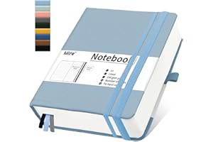 Mlife Quaderno a righe formato A4, 360 pagine numerate, carta spessa di alta qualità, 100 g/m², diari quotidiani per uomini, donne, scuola, ufficio e lavoro (Azzurro)