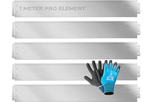 KESSER® Rasenkante Beeteinfassung Beetumrandung + Handschuhe 5m 100x14cm Beetbegrenzung Rasenbleche Mähkante Metall Palisade Silber
