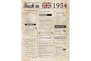 Woaipati Back in 1954 Poster UK Happy 70th Birthday Party Decoration Elegant Gift 70 Years Anniversary Idea Home Decor for Women Men Unframed -1954