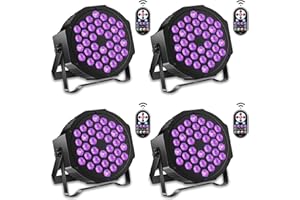 DELIBANG 4PCS Black UV Par Light, UV Par Can Stage Lighting DMX512 Blacklight Spotlight with Remote Control for Disco DJ Party Club KTV Wedding Halloween Glow Fluorescent