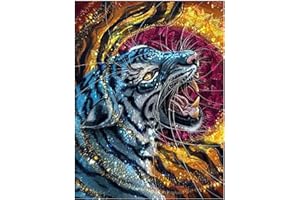 VARHHUXHA 5D DIY Diamond Art Painting, Wall Decoration Home Adult Kids Diamond Painting Gift Set - Tiger