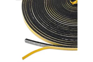 RUOJLING 10 Mètres Joint Mousse,Joint Mousse Adhésif,Mousse Adhesive,Joint Fenêtre Isolation,Joint en Bande Adhésif Phonique,Joint Porte de Mousse Adhésive,Anti-foid Antichoc,6mmx3mm,Noir