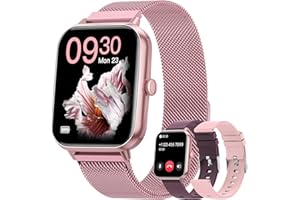 NAIXUES Montre Glycémie 2023 Montre Connectée Femme, 1.83" HD Smartwatch avec Appel Bluetooth, 24/7 Sommeil Cardiofrequencemetre SpO2 Podometre IP68 étanche Montre Sport Android iOS Rose