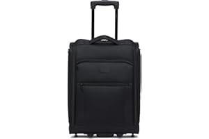 Flight Knight Inteligentna walizka kabinowa, 2 kółka do EasyJet, Ryanair, British Airways, idealna również do pociągów i autokarów, Czarny, 55x40x20cm, Bagaż podręczny