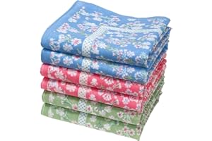 Merrysquare - Fine Floral Handkerchiefs - 14 Inches Square - 6 Pieces Set - 100% Cotton - Emily Model